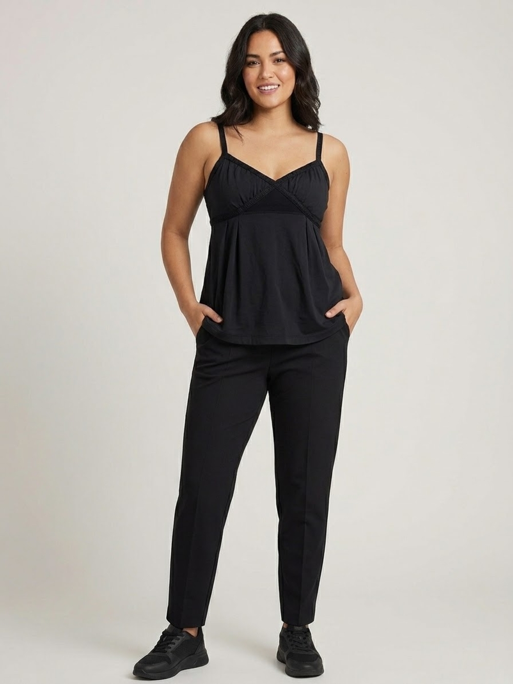 Lululemon Tank Top Camisole Black Crossover Bust Flowy Size XS Shelf Bra